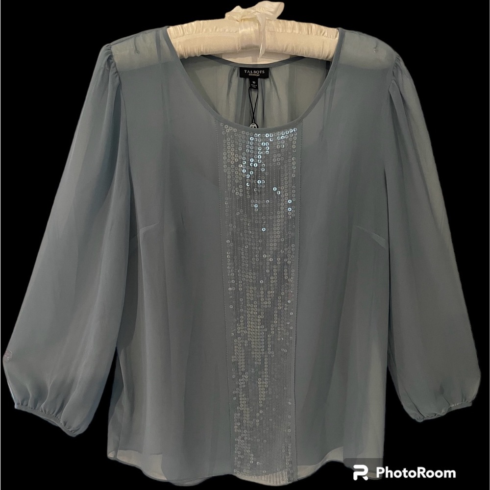 NWT Talbots Dressy Blue Blouse over Matching Camisole